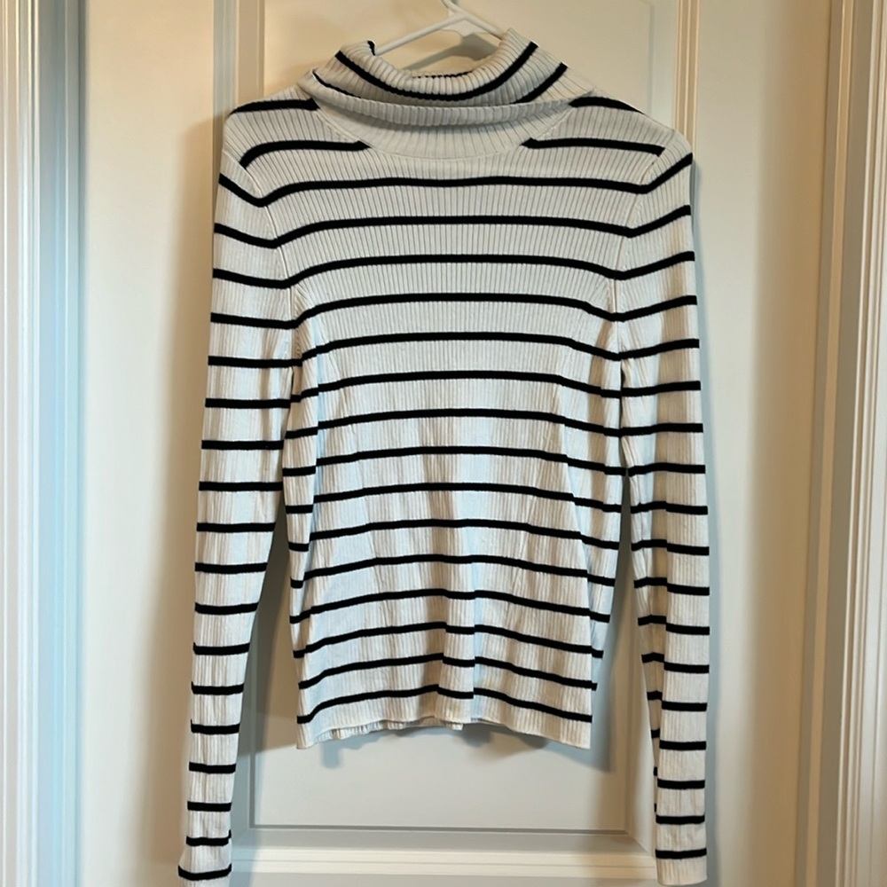 A New Day black and white stripe turtleneck sweater